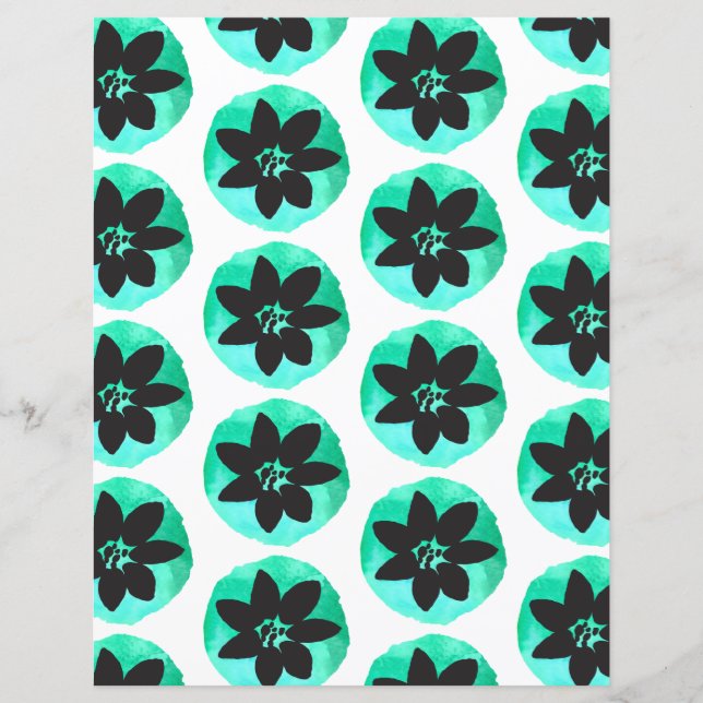 Light Green Tropical Flower Pattern Scrapbook Pape (Voorkant)