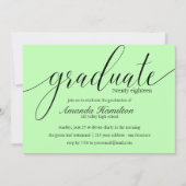 Light Green typografie Afstuderen Uitnodiging (Voorkant)
