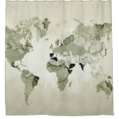 Light Green Wereldkaart Design 123 Douchegordijn (Voorkant)