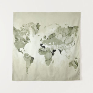Light Green Wereldkaart Design 123 Wandkleed