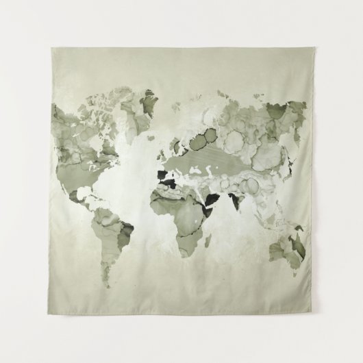 Light Green Wereldkaart Design 123 Wandkleed (Voorkant)