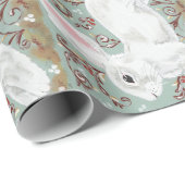 Light Green White Bunny Rabbit kerstcadeautje Cadeaupapier (Rol Hoek)