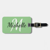Light Green & White Custom Monogram Bagagelabel (Voorkant horizontaal)