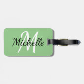 Light Green & White Custom Monogram Bagagelabel (Achterkant horizontaal)