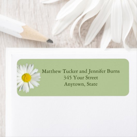 Light Green White Daisy Envelope Adresetiketten Etiket (Insitu)