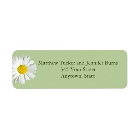 Light Green White Daisy Envelope Adresetiketten Etiket (Voorkant)