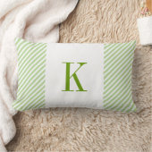 Light Green White Stripes Green Monogram Kussen (Deken)