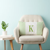 Light Green White Stripes Green Monogram Kussen (Stoel)