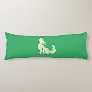 Light Green Wolf Pup Howling Lichaamskussen