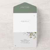 Light Greenery | Floral White Calligraphic Wedding All In One Uitnodiging (Buitenkant)