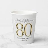 Light Grey 80th Birthday Gold Typography Classic Papieren Bekers (Achterkant)