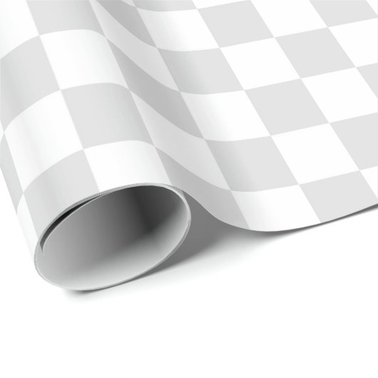 Light Grey and White Checker Pattern Cadeaupapier (Rol Hoek)