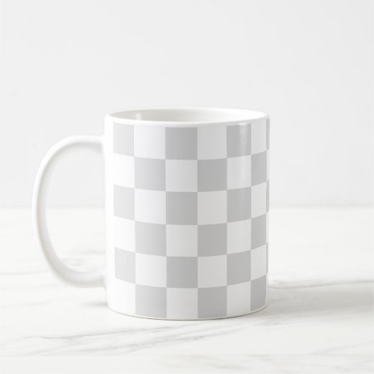 Light Grey and White Checker Pattern Koffiemok (Links)