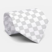 Light Grey and White Checker Pattern Stropdas (Opgerold)