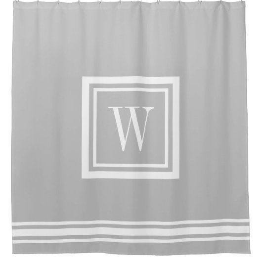 Light Grey and White Classic Square Monogram Douchegordijn (Voorkant)