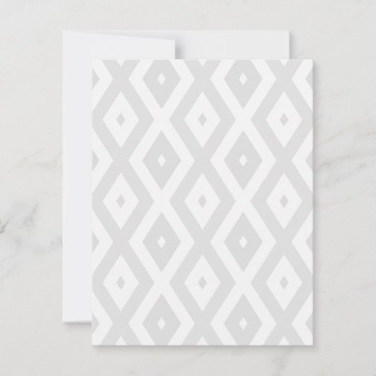 Light grey and white diamond pattern RSVP kaartje (Voorkant)