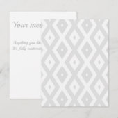 Light grey and white diamond pattern RSVP kaartje (Voorkant / Achterkant)