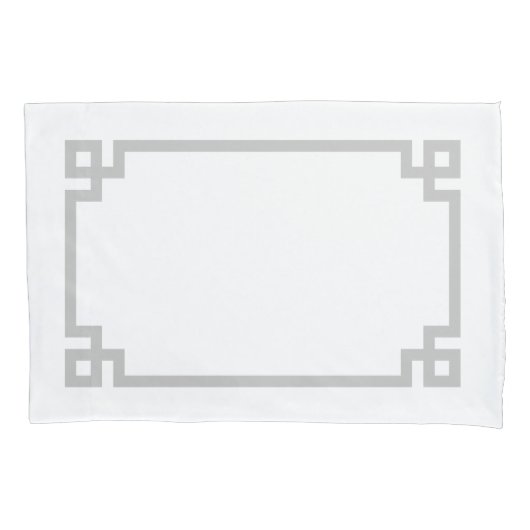 Light Grey and White Greek Key Border Standard Kussensloop (Voorkant-Links)