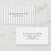 Light Grey and White Pinstripes Pattern Modern Visitekaartje (Voorkant / Achterkant)