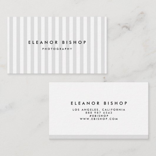 Light Grey and White Pinstripes Pattern Modern Visitekaartje (Voorkant / Achterkant)