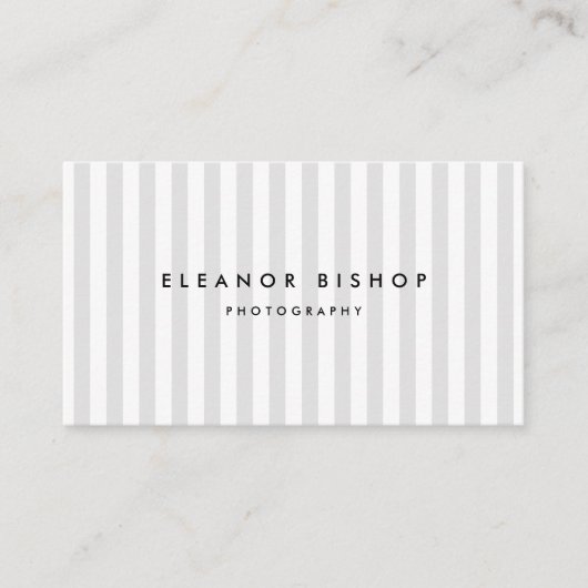 Light Grey and White Pinstripes Pattern Modern Visitekaartje (Voorkant)