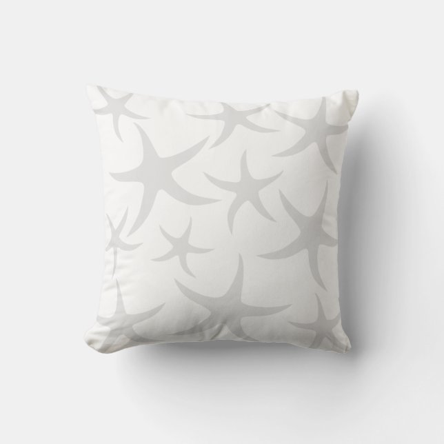 Light Grey and White Starfish Pattern. Kussen (Voorkant)