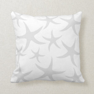 Light Grey and White Starfish Pattern. Kussen