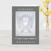Light Grey Awareness Ribbon Angel Gepersonaliseerd Kaart (Gele Bloem)
