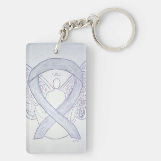 Light Grey Awareness Ribbon Angel Key chain Sleutelhanger (achterkant)