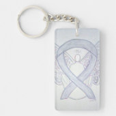 Light Grey Awareness Ribbon Angel Key chain Sleutelhanger (Voorkant)