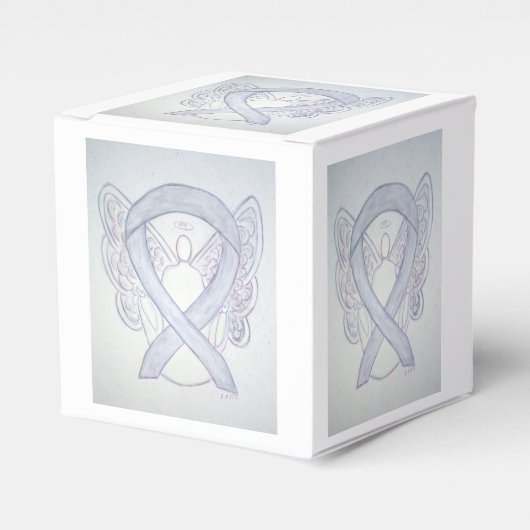 Light Grey Awareness Ribbon Angel Party Favor Box Bedankdoosjes (Voorkant Zijde)