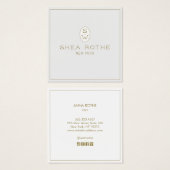 Light Grey Beauty Salon Professional Monogram Vierkante Visitekaartjes (Voorkant /achterkant)