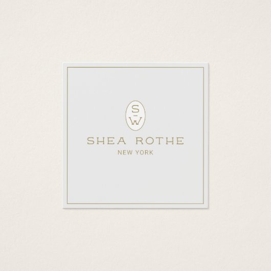 Light Grey Beauty Salon Professional Monogram Vierkante Visitekaartjes (Voorkant)