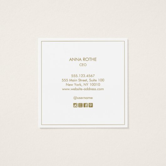 Light Grey Beauty Salon Professional Monogram Vierkante Visitekaartjes (Achterkant)