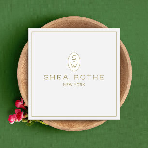 Light Grey Beauty Salon Professional Monogram Vierkante Visitekaartjes