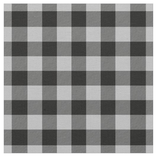 Light Grey & Black Plaid Gingham Stof (Close Up)