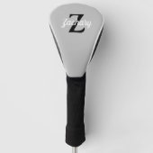 Light Grey Black White Retro Monogram op maat Golfheadcover (Voorkant)