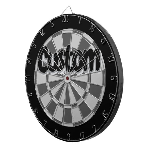 Light Grey, Charcoal Gray, And Black Editable Text Dartbord (Voorkant Rechts)