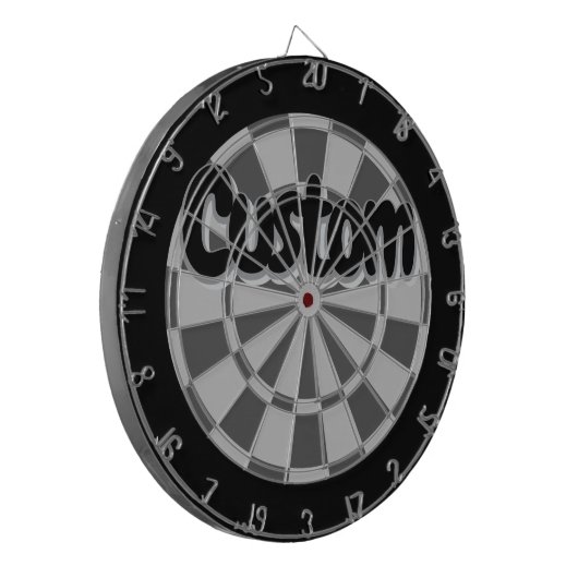 Light Grey, Charcoal Gray, And Black Editable Text Dartbord (Voorkant Links)