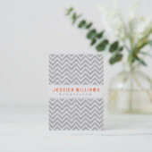 Light Grey Chevron Pattern Faux Linen Texture Visitekaartje (Staand voorkant)