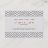 Light Grey Chevron Pattern Faux Linen Texture Visitekaartje (Achterkant)