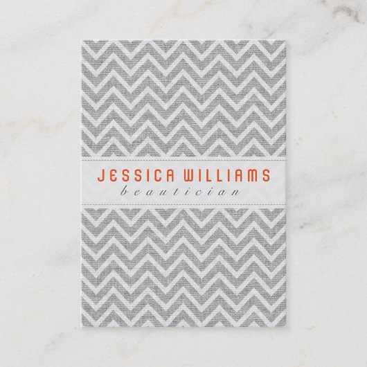 Light Grey Chevron Pattern Faux Linen Texture Visitekaartje (Voorkant)