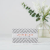 Light Grey Chevron Pattern Faux Linen Texture Visitekaartje (Staand voorkant)