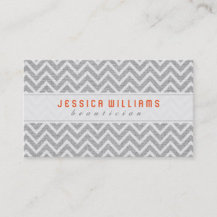 Light Grey Chevron Pattern Faux Linen Texture Visitekaartje