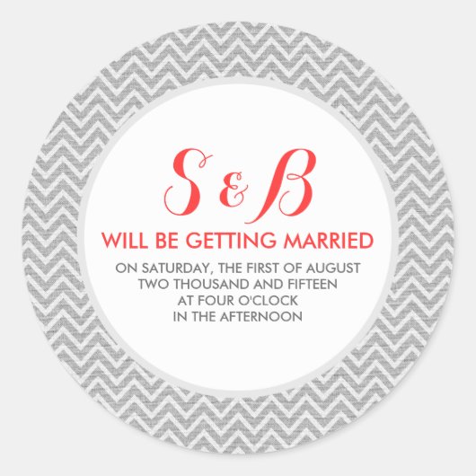 Light Grey Chevron Pattern Texture 3b Ronde Sticker (Voorkant)