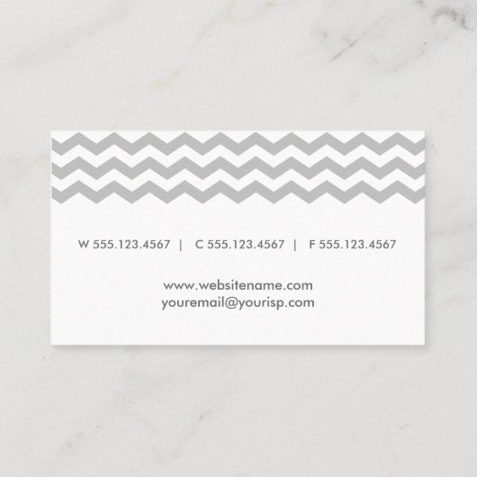 Light Grey Chevron Stripes Pattern Visitekaartje (Achterkant)