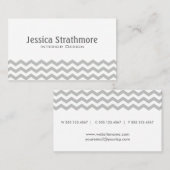 Light Grey Chevron Stripes Pattern Visitekaartje (Voorkant / Achterkant)