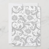 Light Grey Damask Bight Yellow Weduwuitnodiging Kaart (Achterkant)