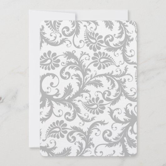 Light Grey Damask Bight Yellow Weduwuitnodiging Kaart (Achterkant)