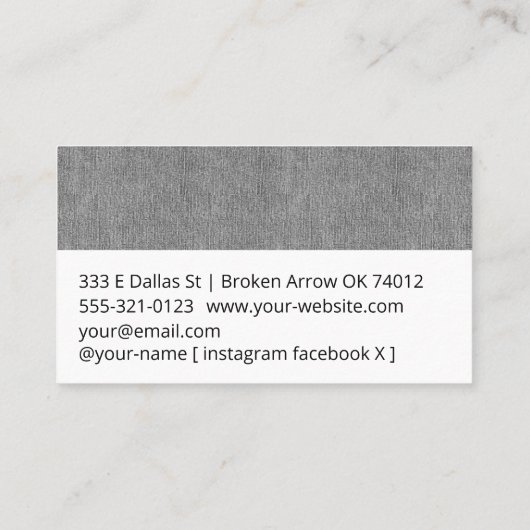 Light Grey Denim Accent Print on White Visitekaartje (Achterkant)